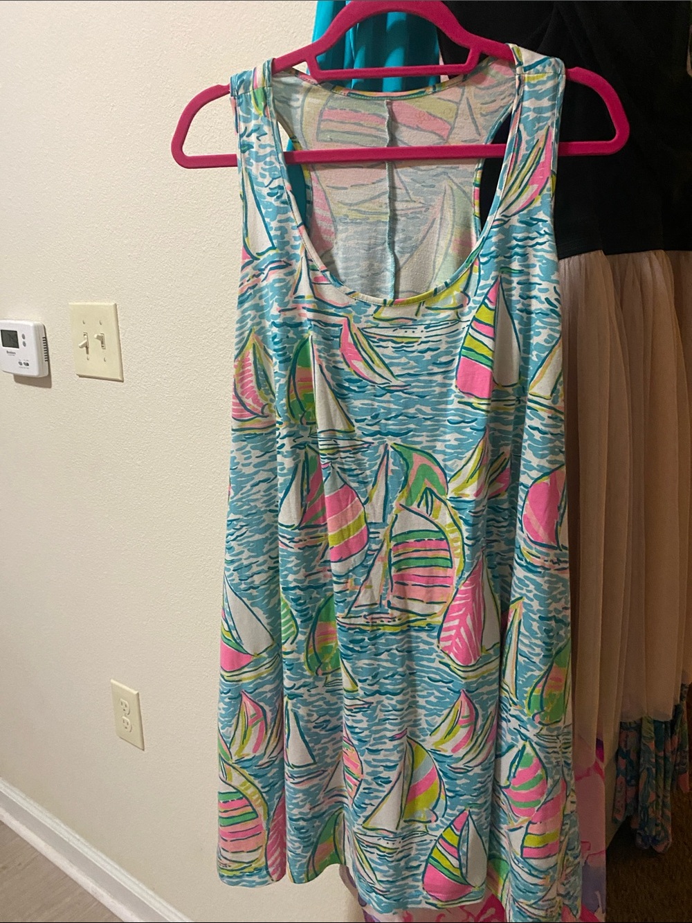 Lilly Pulitzer Sleeveless Sailboat Print Dress in Aqua, Pink & Lime